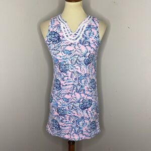 Girls Lilly Pulitzer Pink Floral Sleeveless Cotton Blend Dress XL‎